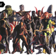 A section of Alex Ross' Marvel: Heroes mural, including Spider-Man, the X-Men, Captain America, and more.
